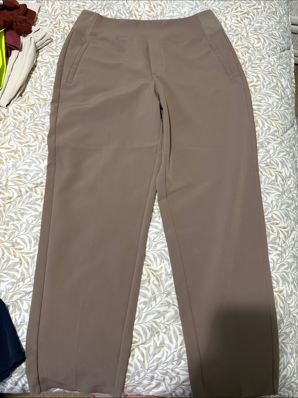Athleta Straight-Leg Dress Pants in Taupe Brown